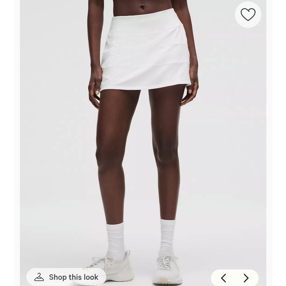 Lululemon Pace Rival Mid-Rise Skirt Size 6 White Activewear Built in Shorts